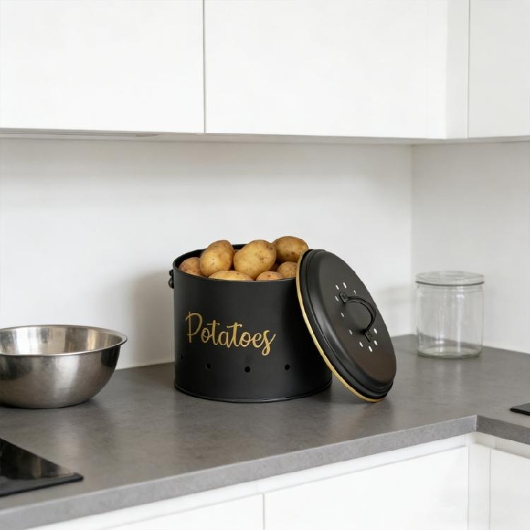 3 Pezzi Contenitori per Patate, Cipolle, Aglio Barattoli Metallici con Coperchio Contenitore per Verdure da Cucina Per la Conservazione degli Alimenti