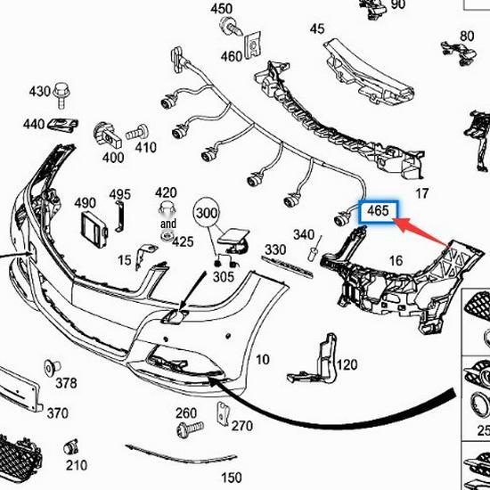 Mercedes-Benz C-Class W204 Front Bumper Parking Sensor Wiring Harness