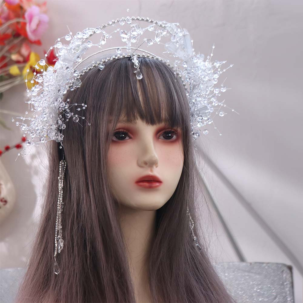 Fairy Bride Crystal Crown Earrings Jeweled Wedding Jewelry Set Sweet Rhinestone Headband  Girls