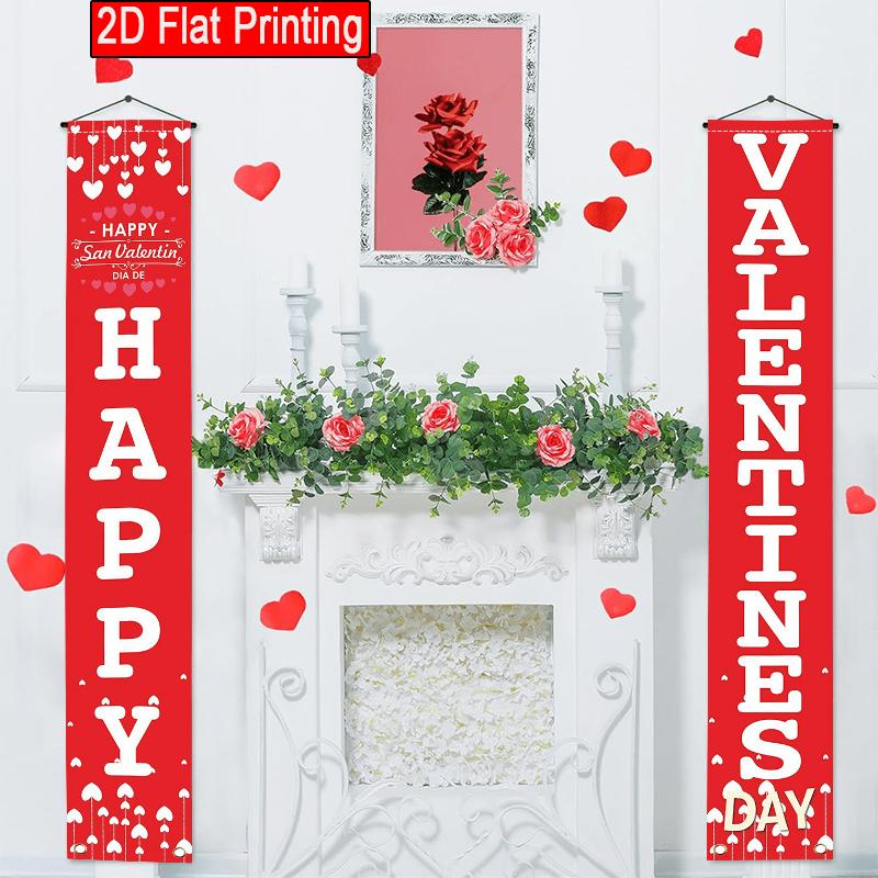 Valentine's Day LOVE Porch Banner - Rose XOXO Romantic Design - Roses - Porch Hanging Door Decor (2793)