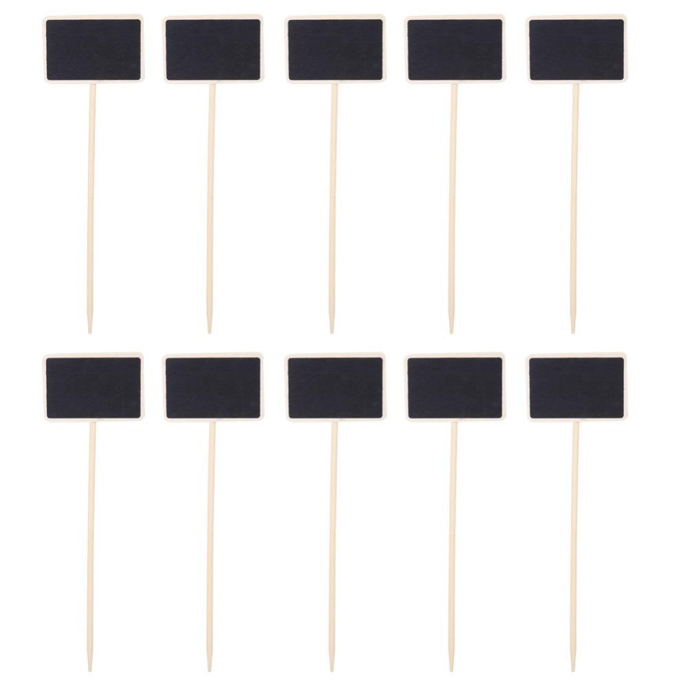 20PCS Wood Plant Label Long Round Rod Reusable Chalkboard Plant Labels Portable Rectangular Chalkboard Mini Chalkboard Signs