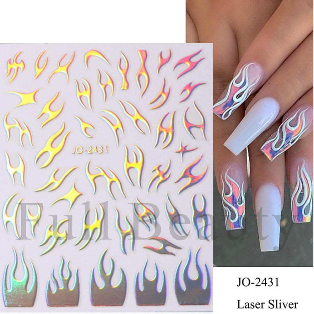 Laser Nail Stickers Butterfly Heart Star Design Adhesive Slider Decals Nail Art Stickers Manicure Decorations
