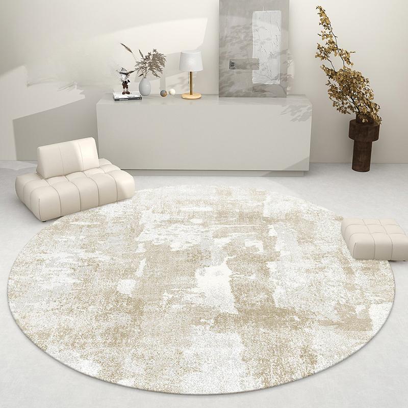 Light Luxury Living Room Decoration Round Carpet French Style Rugs for Bedroom Thick Plush Lounge Floor Mat Home Fluffy Soft Rug