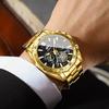 Ceas Luminous BINBOND pentru Bărbați cu Tourbillon, Brățară din Oțel, Trei Indicatoare Secundare, Design Decorativ