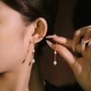 Natural freshwater pearl short URL strip fringed stud earrings women's niche design high-end earrings fashion versatile earrings tide