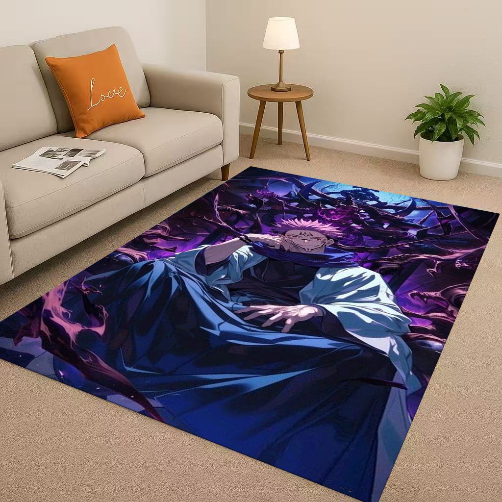Anime Jujutsu Kaisen Cartoon Itadori Yuj Living Room Non-Slip Area Rug Carpet for Bedroom Playroom Sofa,Home Decor Doormat KID