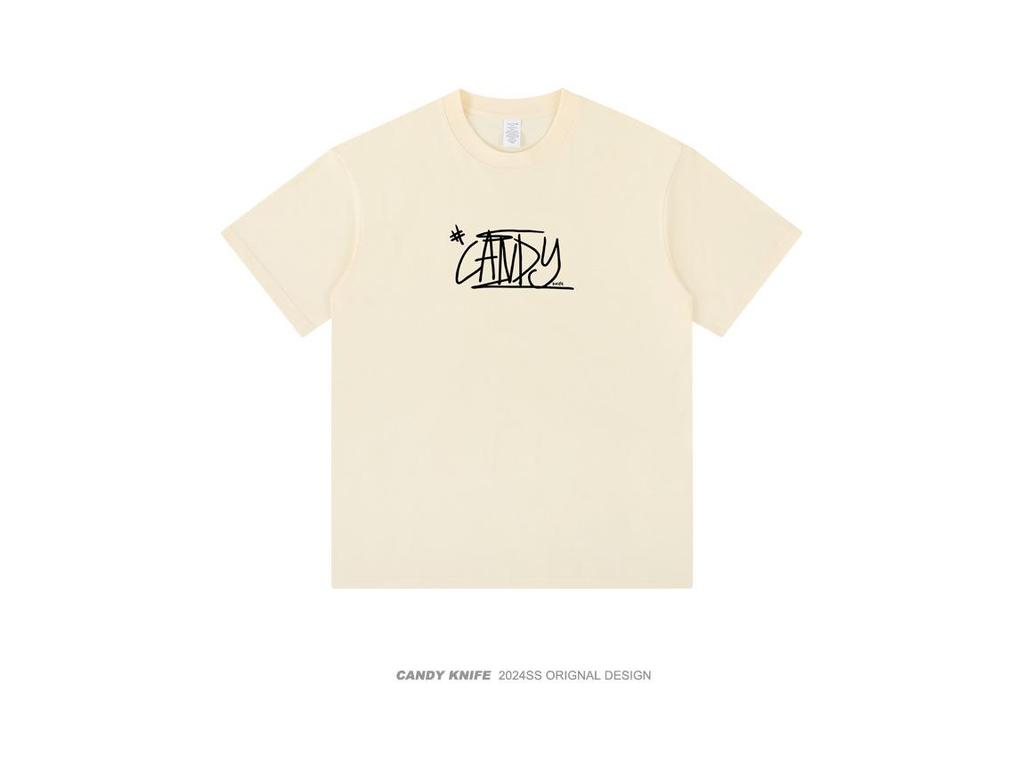 Summer 2024 Unisex Loose Fit Letter Print Short Sleeve Tee