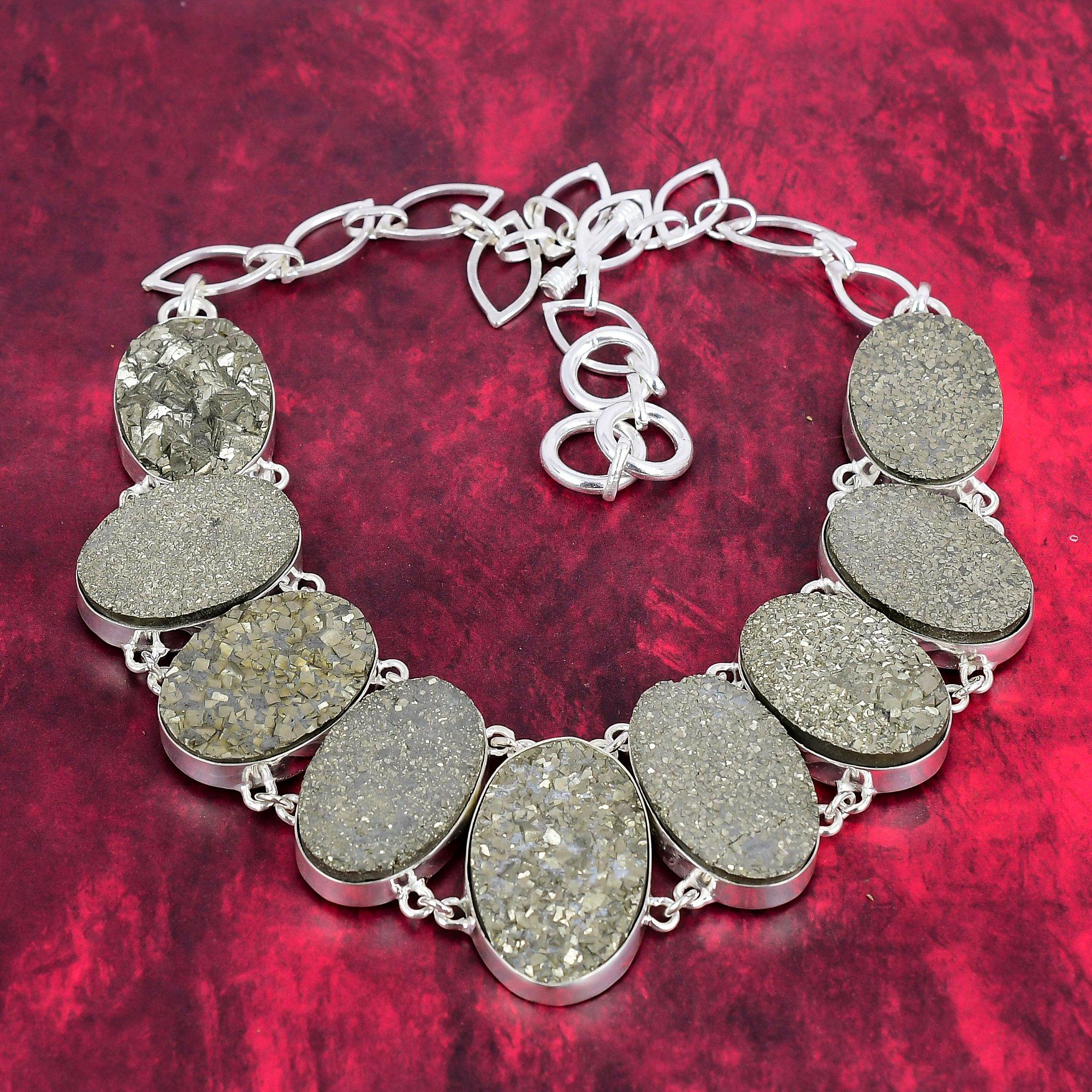 

Удивительное ожерелье из стерлингового серебра 925 пробы с пиритом и регулируемой цепочкой, ювелирное ожерелье ручной работы из драгоценных камней на День Благодарения Adjustable with 18 inches зелёный