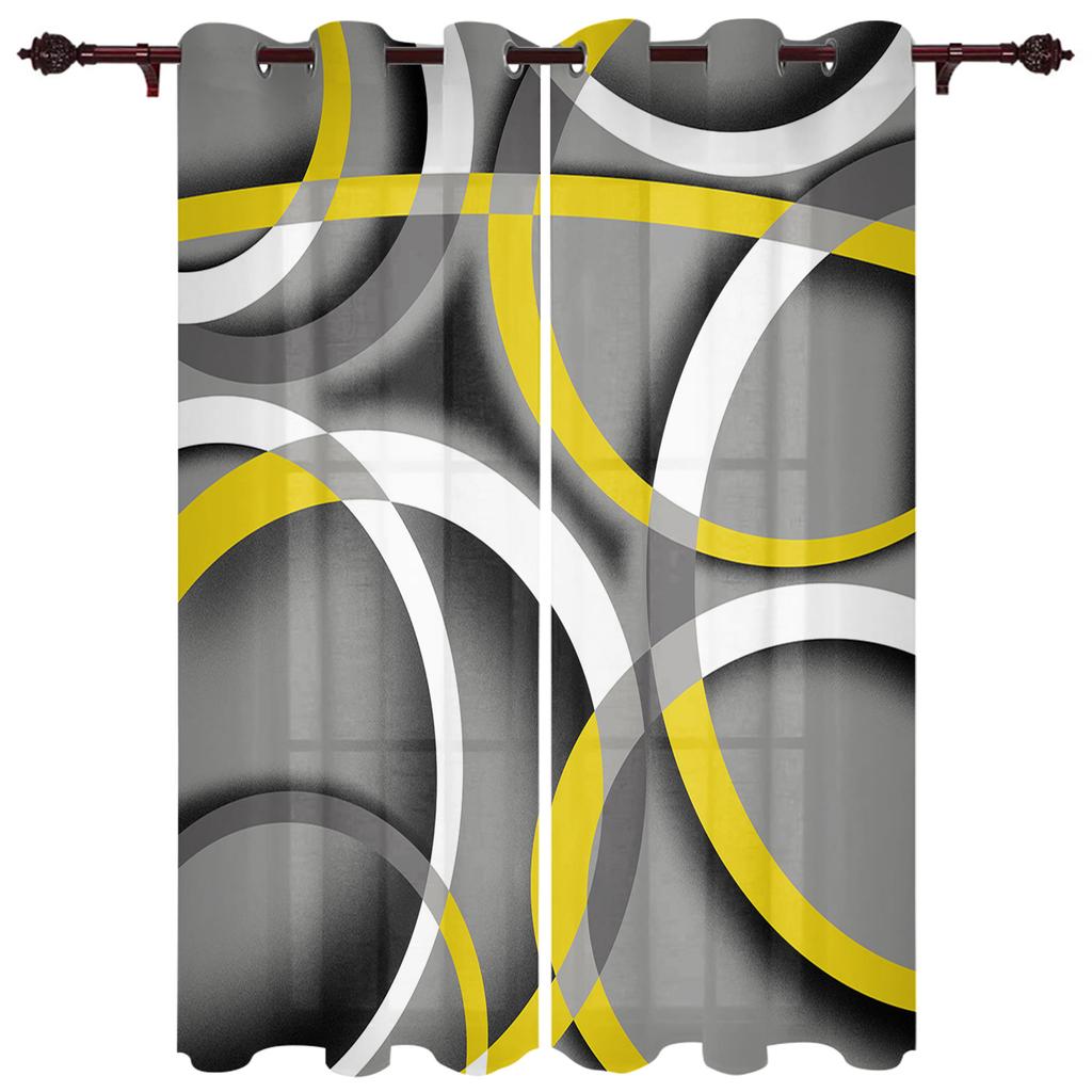 Circle Abstract Geometry Window Curtain Living Room Luxury Valance Curtain for Bedroom Home Kitchen Decor Curtain