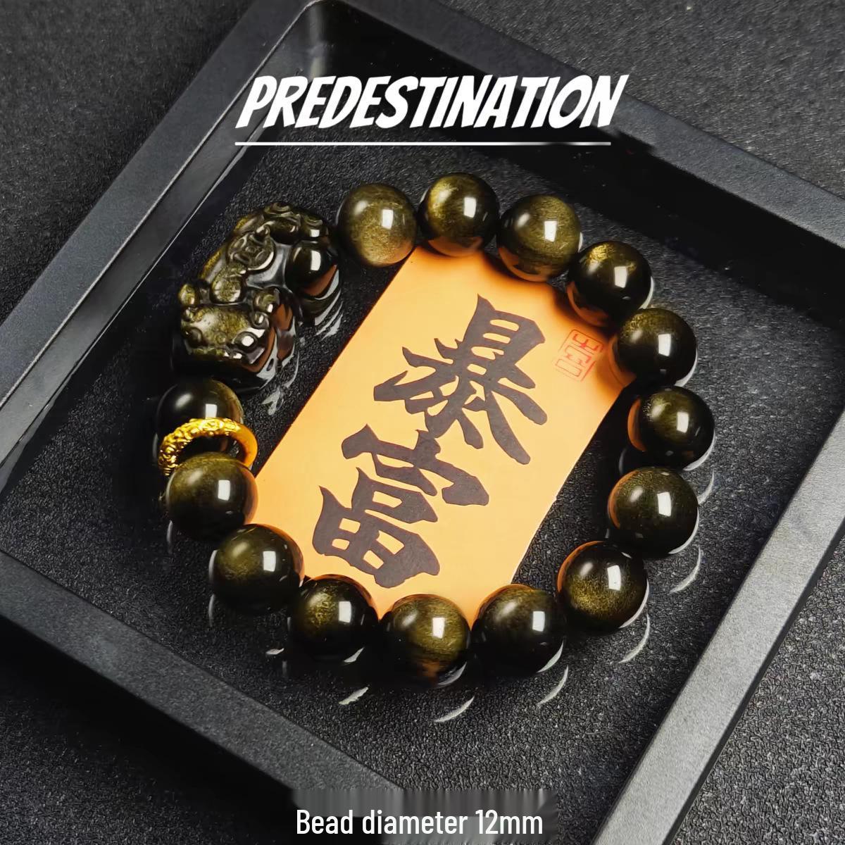 

Кольцо Пиксю из золотистого обсидиана для мужчин и женщин - Ювелирные изделия для пар в китайском стиле 10mm