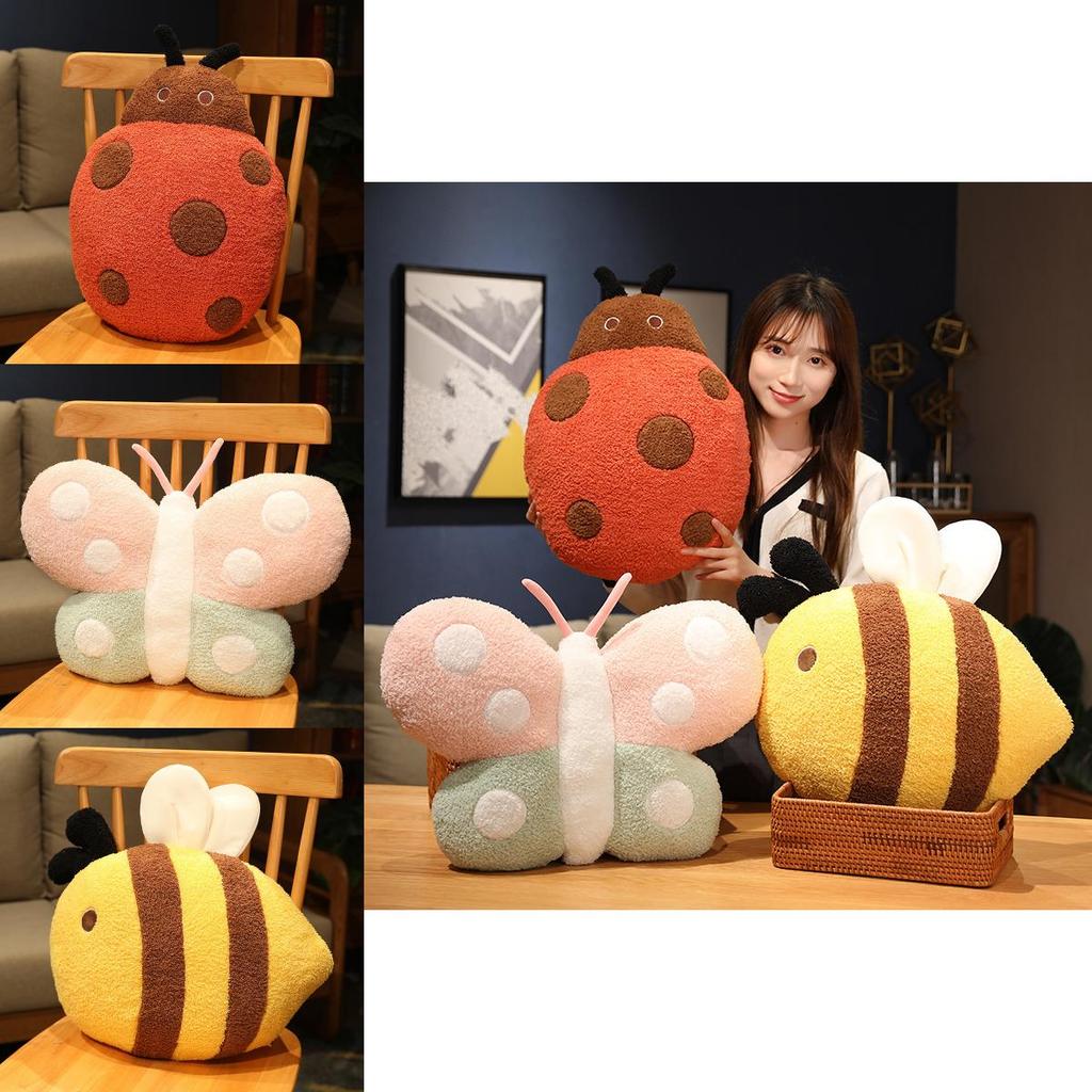 Plush Insect Cushion Featuring Adorable Bee Butterfly And Ladybug Designs For Home Decor