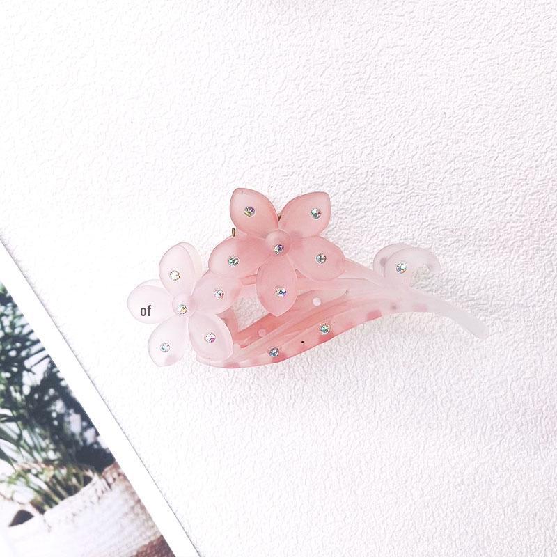 Elegant Rhinestone Orchid Hairpin: Minimalist Women's Updo Duckbill Clip