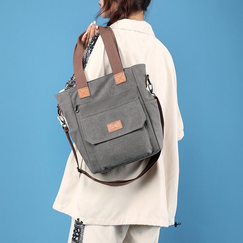 Large Capacity Casual Commuter Shoulder Bag Trendy Canvas Bag Women'S Versatile Fashion Hand-Held Women'S Large Bag