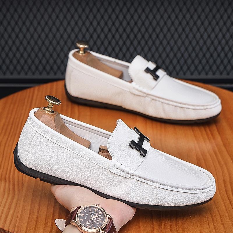 Doudou shoes men's new summer breathable leather surface soft sole men's casual leather shoes one foot cover