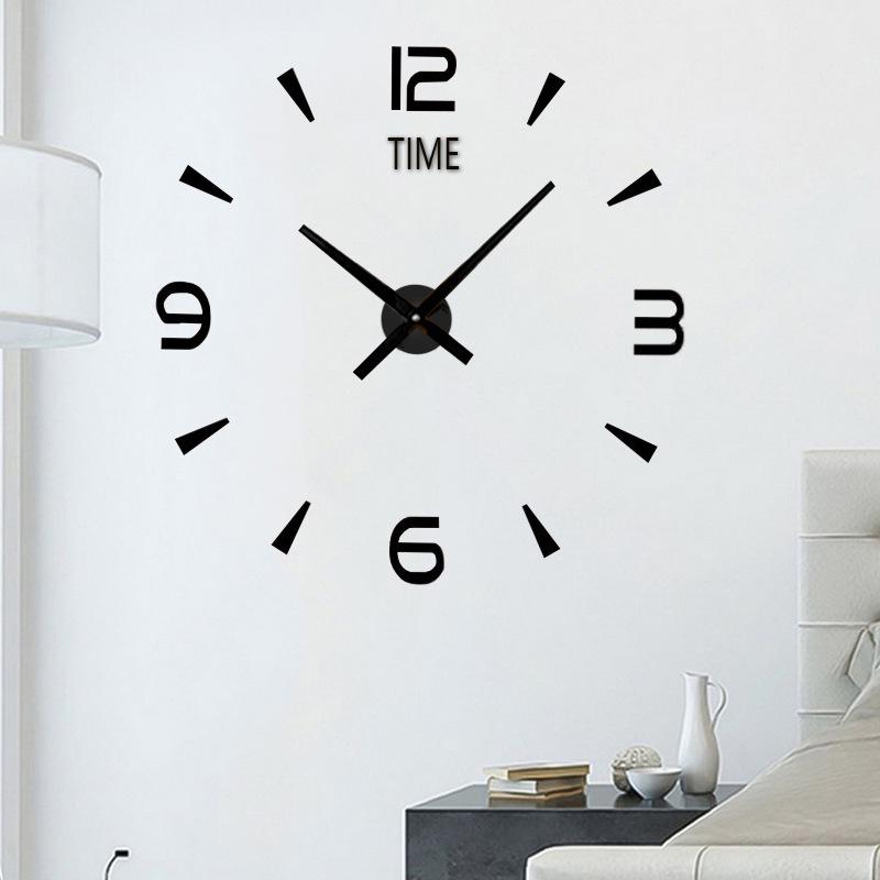 3D Acrylic Wall Clock with Luminous Stickers for Living Room TV Background - Creative Decorative Clock
