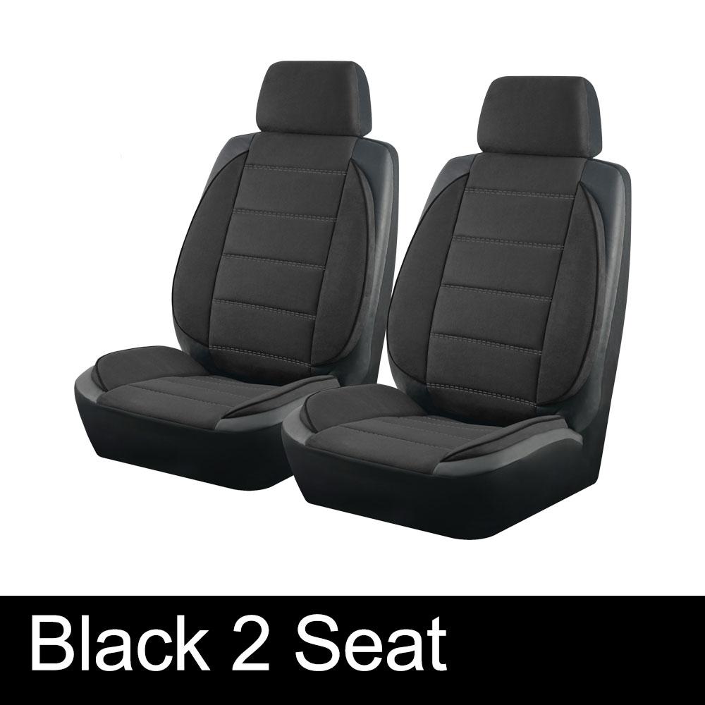 

AUTO PLUS Universal Car Seat Covers Side Stereo Modeling Leather Fluff Car Seat Covers Fit For Most Car Accessories Interior Black 2 Seat