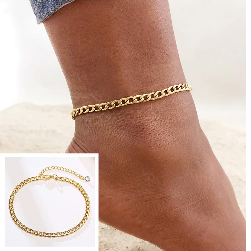 Snake Chain Anklet for Women Girls Adjustable Summer Beach Chain Anklet Bracelet Mother's Day Gifts Stainless Steel Not Allergic