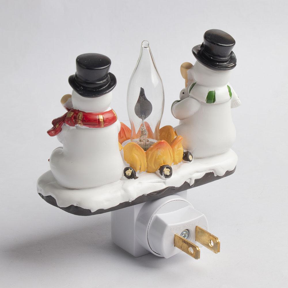 1pcs Snowman Campfire Flickering Night Light Christmas Santa Claus Plug In Night Light  Christmas Decoration for Boys/Girls