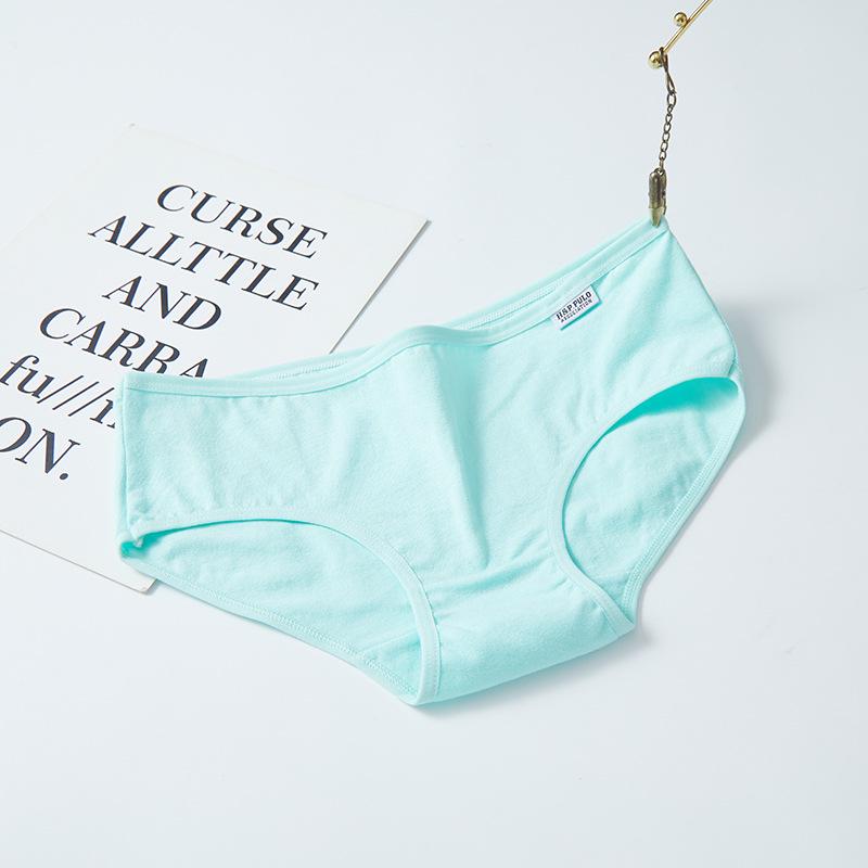 A001 Women's Mid-Waist Pure Cotton Solid Color Briefs
