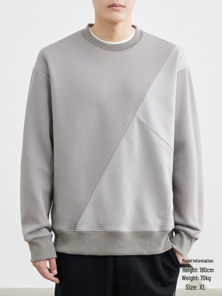 Men's Anti-Wrinkle Memory Foam Round Neck Patchwork Long Sleeve Hoodie - Spring/Autumn 2024 Collection