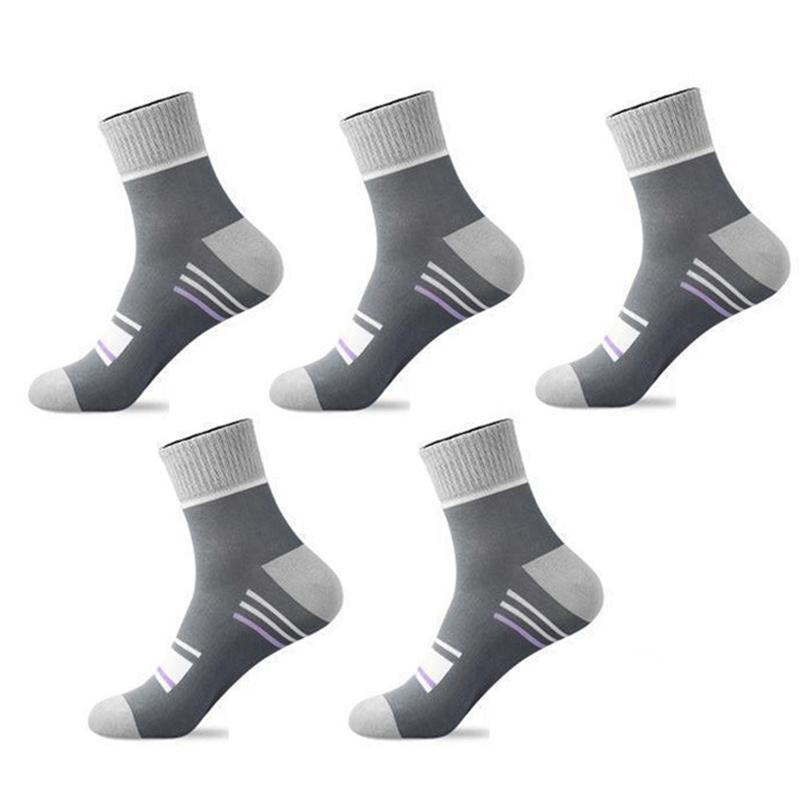 5 Perechi Șosete Bumbac Bărbați Absorbție Transpirație Respirabile Anti-miros Modele Groase de Șosete Lungi Șosete Bumbac Sport Trendy Bărbați
