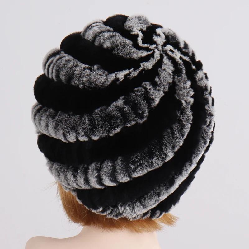 Lady Winter 100% Natural Real Rex Rabbit Fur Hat Women Soft Rex Rabbit Fur Cap Warm KnittedHats
