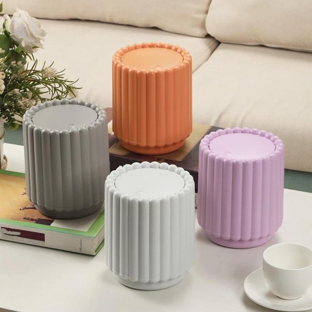 Press Open Lid Desktop Trash Can Sunflower Shape Storage Bucket Creative Garbage Bin  Home