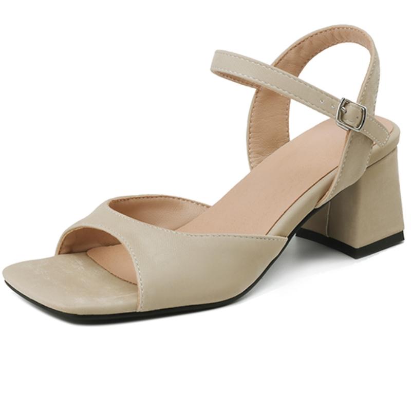 

Women s Sandals Summer Shoes Elegant Medium Heels Nude Silver Black Party Shoes Designer Flip Flops Girls Large Size Footwear 39 бежевий