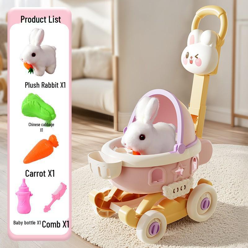 Children's Role-Playing Pet Stroller: Walking and Barking Electric Plush Doll