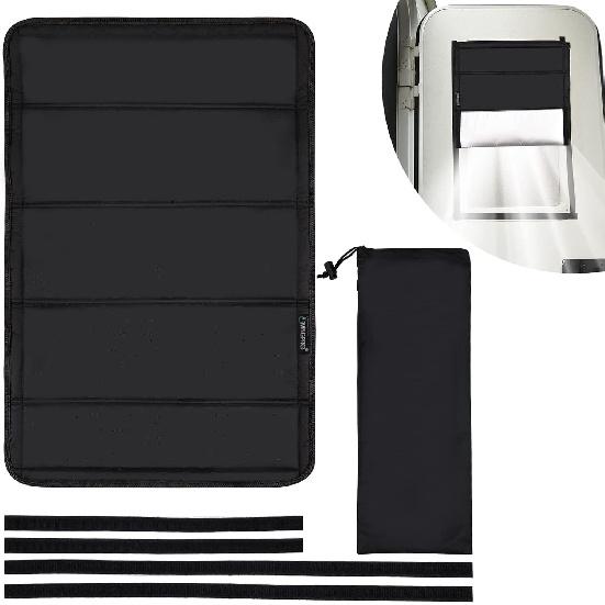Door Window Shade Cover - Magnetic Blackout Window Cover-16 x25 -Black+Sliver