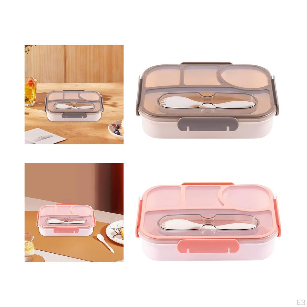 Bento Lunch Box Cookware Smooth Edge Case for Kitchen Traveling Office Grey