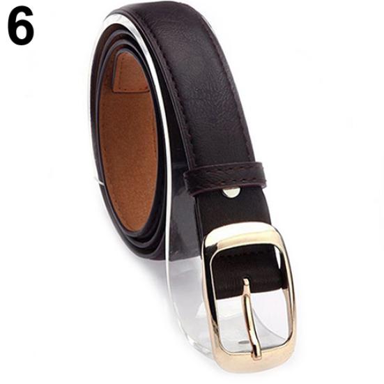 Fashion Women Faux Leather Alloy Pin Buckle Waist Strap Belt Slim Waistband