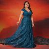 Wedding Dress European and American Style V-Neck Sequin Floor-Length Evening Gown Plus Size Party Dress
