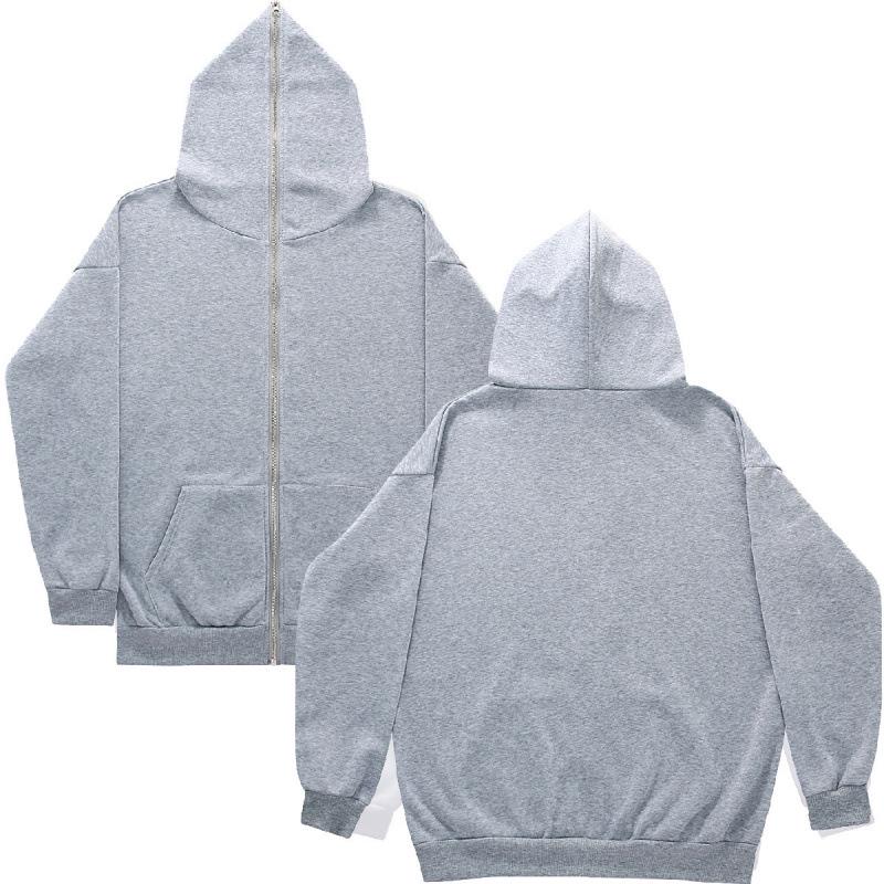 Men's Solid Color Full Zip Hoodie Sweatshirt