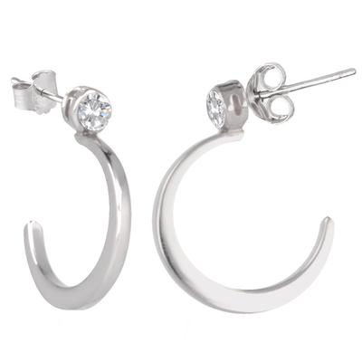 [Q4597] - Silver Hoop Earrings 'Choréographie' Silver White (rhodium-plated) - 15 Mm 2 Mm