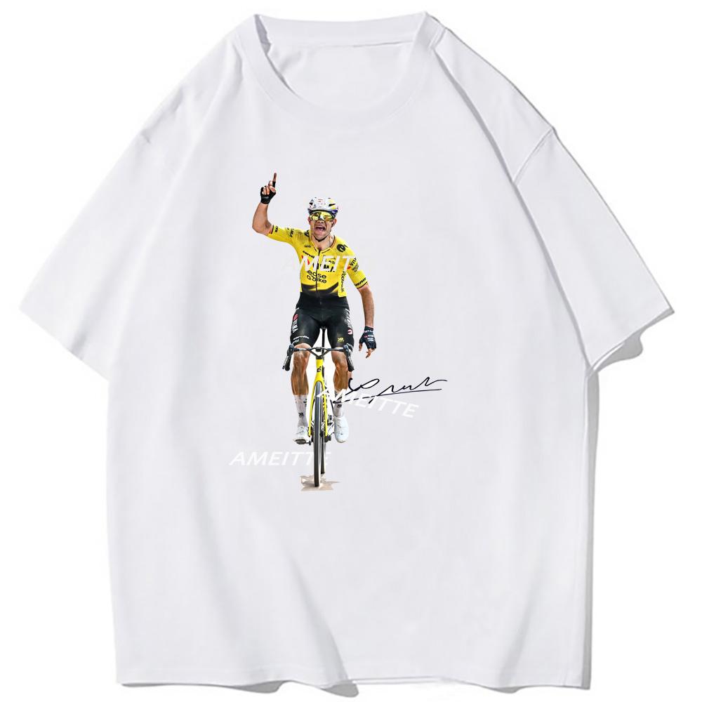 Wout Van Aert Ciclista Legendario 2026 Nuevo Campeón de Carrera en Carretera Camiseta de Bicicleta para Hombre Unisex Manga Corta Maillot de Bicicleta Tour De France Camisetas S gray