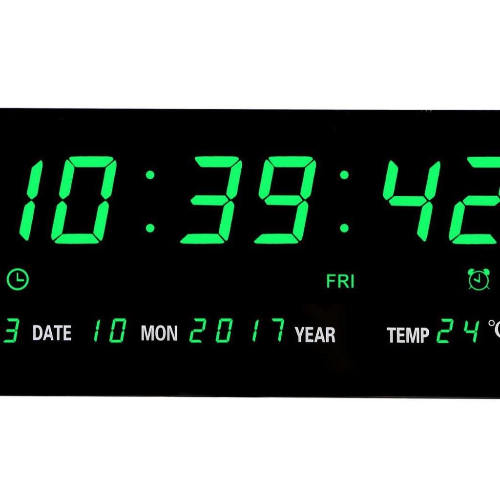 Modern LED Digital Wall Clock with Calendar and Temperature Display, Large Numbers, for Living Room