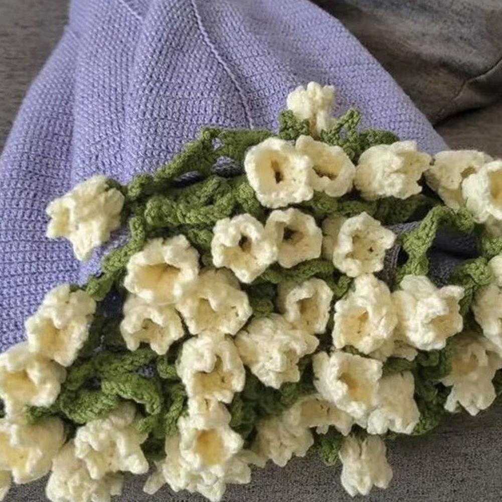 Crochet Bouquet Blanket DIY Rose Handmade Material Package Floral Woolen Ball Craft Kit Woven Artificial Home Decoration Gift