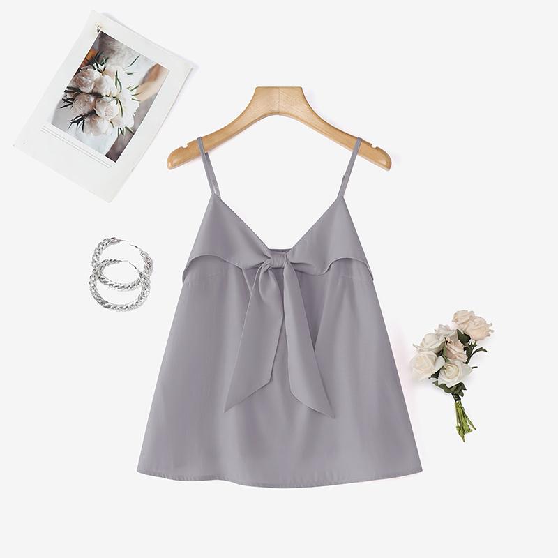 ZANZEA Women Bows V-Neck Casual Sleeveless Straps Camisoles Tank Tops