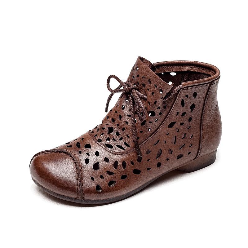 2025 Summer Women's High-Top Slip-On Cowhide Sandals - Comfortable Flat Soles