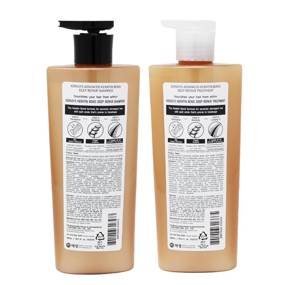 KERASYS Keratin-Bindungs-Tiefenreparatur Shampoo & Kur Set - Schädenpflege, Intensive Nährung, 750ml + 750ml, Koreanische Haarpflege