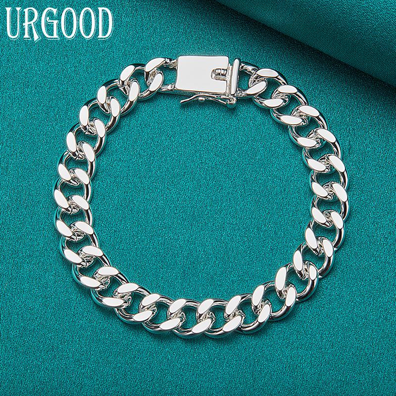 925 Sterling Silver 8mm Side Chain Bracelet Fashion Jewelry
