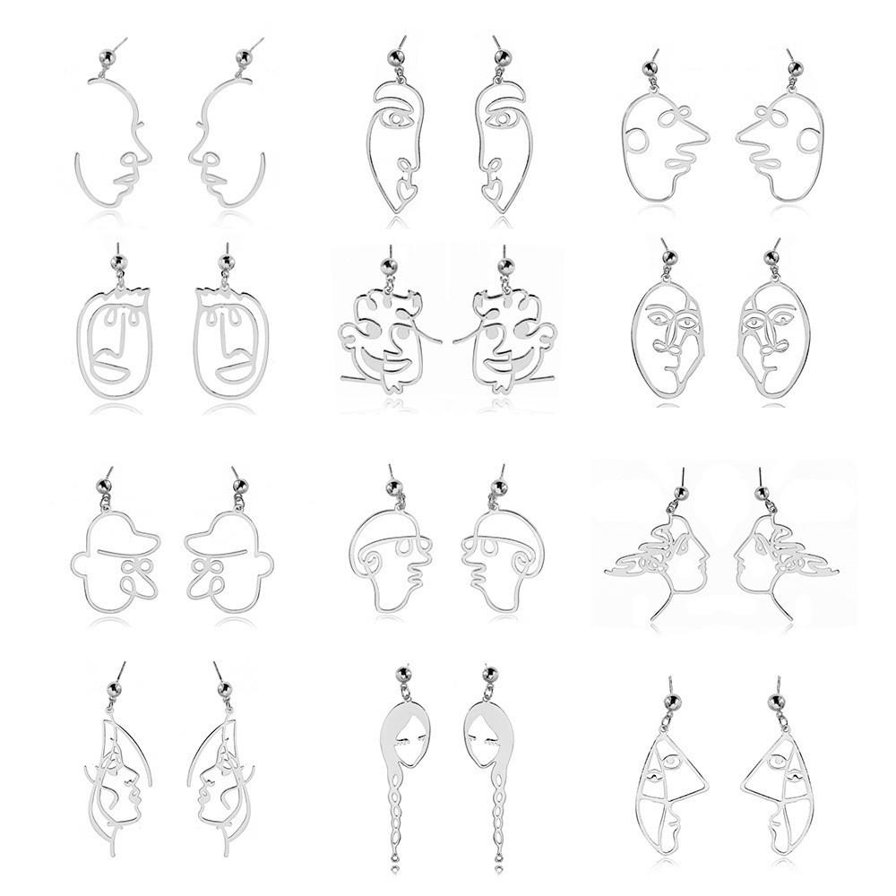 Alloy Face Elegant Earrings For Women Modern Cartoon Expression Design Jewelry