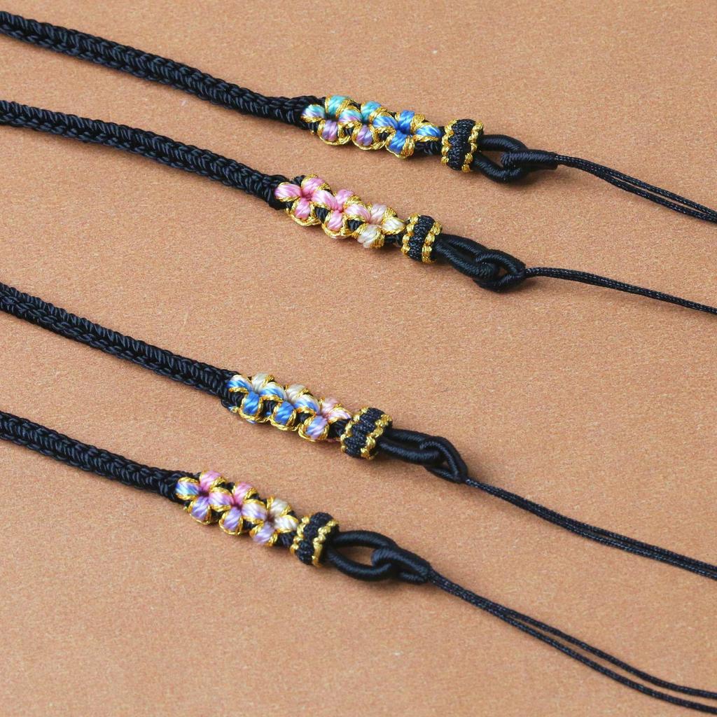 Handmade Peach Blossom Literary Rope Pendant Necklace