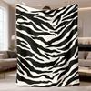 2026 New Flannel Blanket 1pc with Zebra Print, Soft And Skin-Friendly, Ideal for Leisure, Sofa Use, Throwing, And Napping