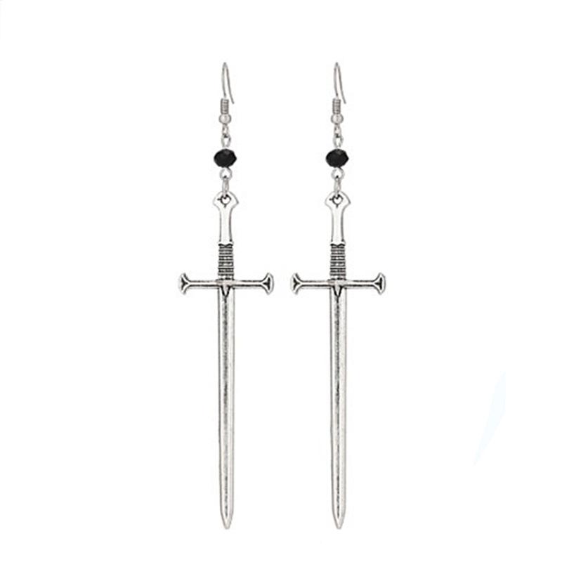 

Fashion Silver Sword Drop Earrings, Classic Novelty Charm Jewelry Gift