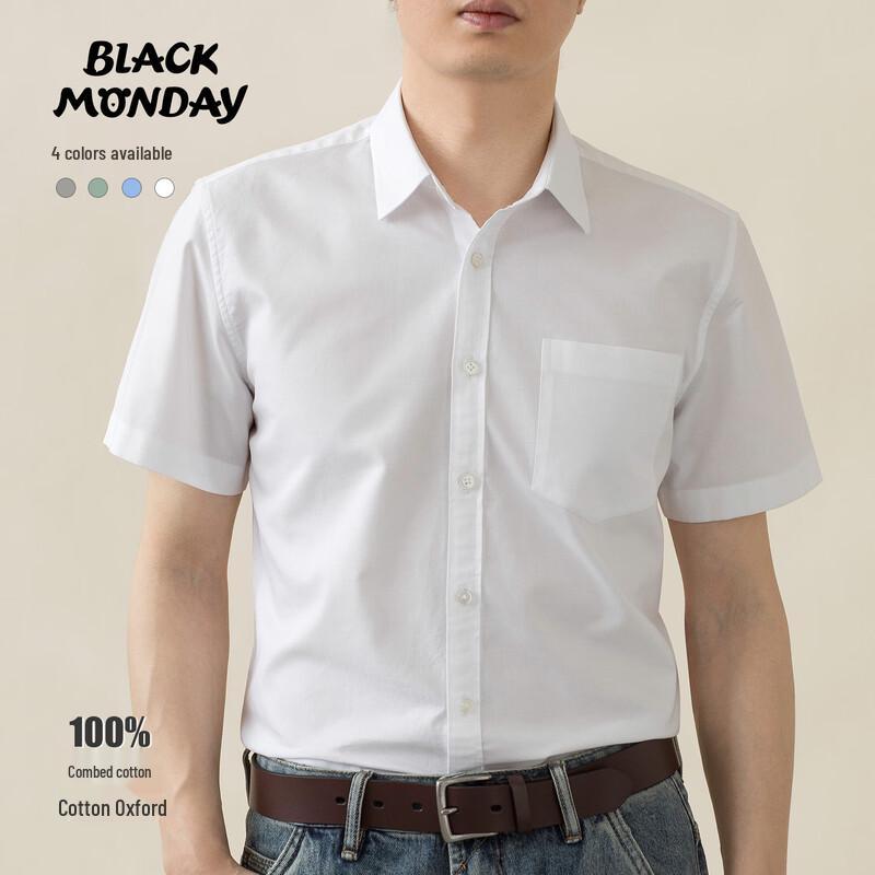 

BLACKMONDAY Men s Oxford Non-Iron Short Sleeve Shirt L