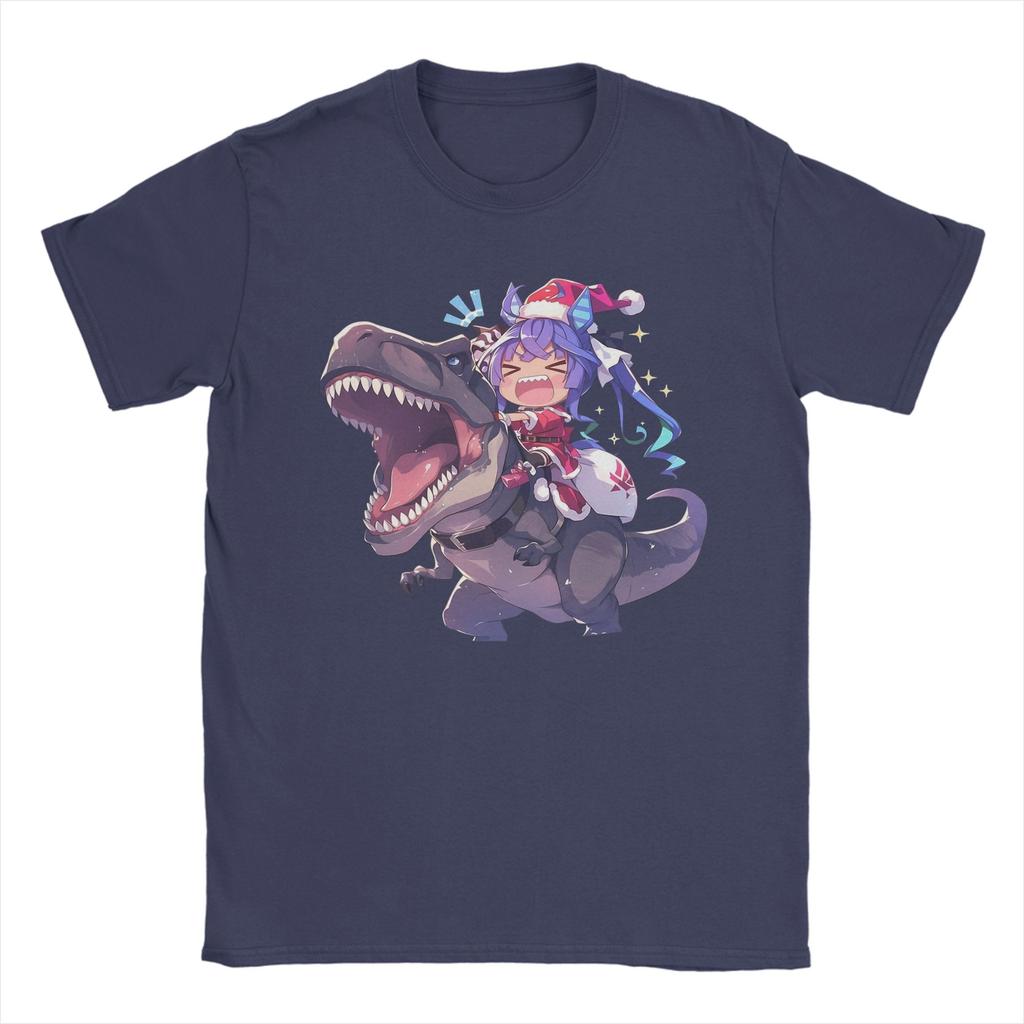 Twin Turbo Weihnachts-Dinosaurier T-Shirts Herren 100% Baumwolle T-Shirts O-Ausschnitt Uma Musume Pretty Derby Anime T-Shirts Kurzarm Kleidung