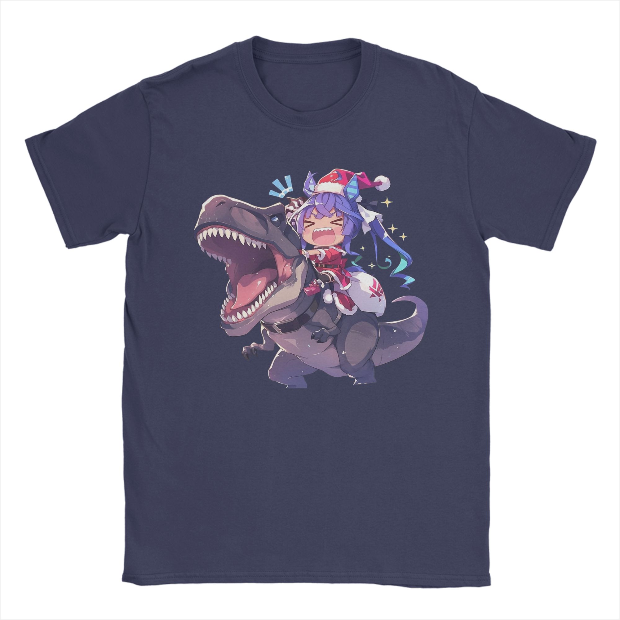 

Twin Turbo Christmas Dinosaur T Shirts Men 100% Cotton T-Shirts O Neck Uma Musume Pretty Derby Anime Tees Short Sleeve Clothes 4XL