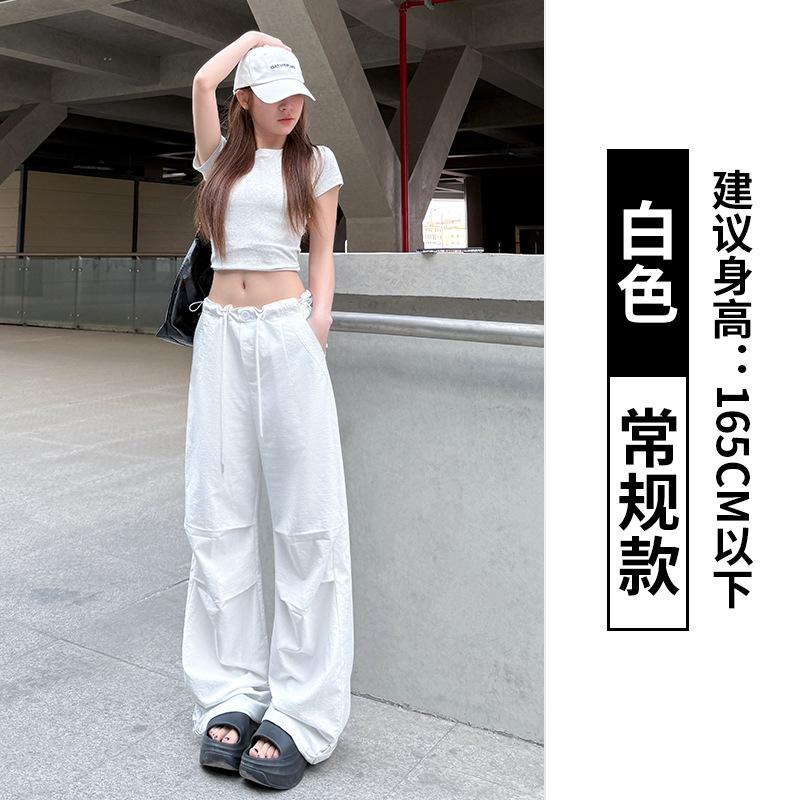 

Wide-leg overalls women s summer new high-waisted loose and thin small casual paratrooper pants S